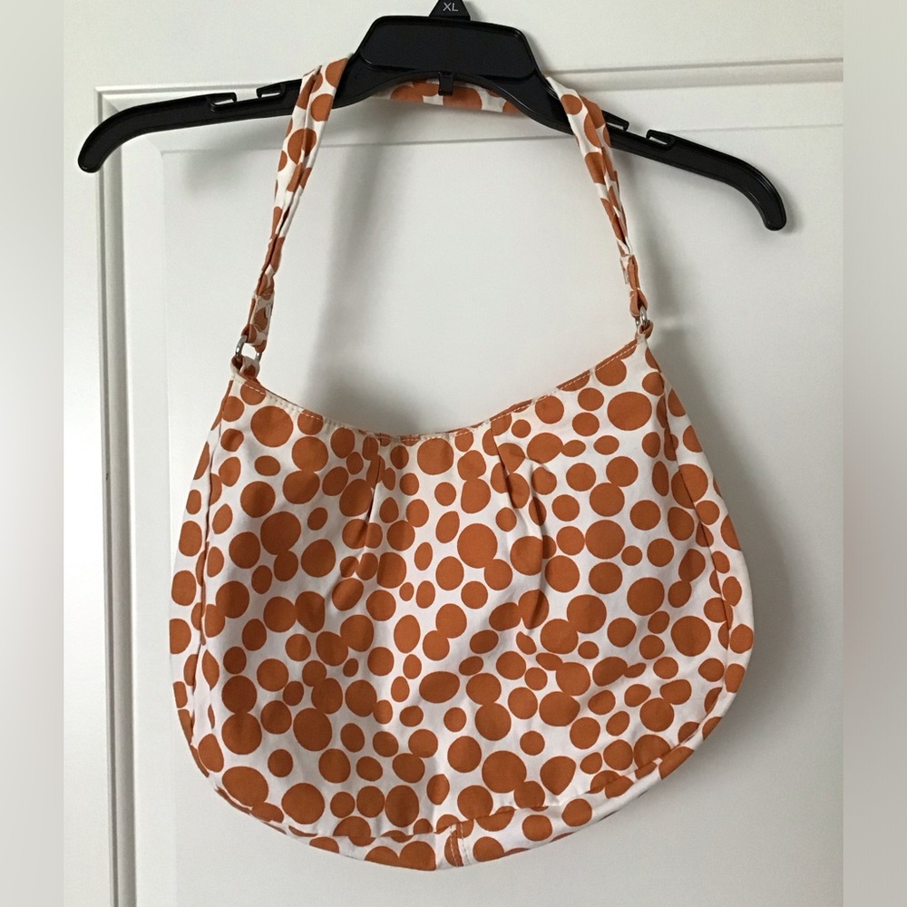 orange and white tote